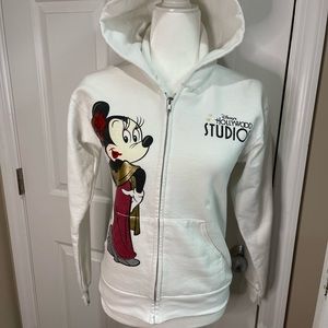 Disney Park’s Hollywood Glamour Minnie Mouse white zip hoodie size XS